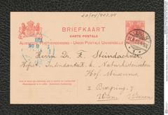 Nachlass Franz Steindachner, Postkarte von C. M. L. Popta an Franz Steindachner (11.08.1906), Inv.Nr. 403.04, Seite 1